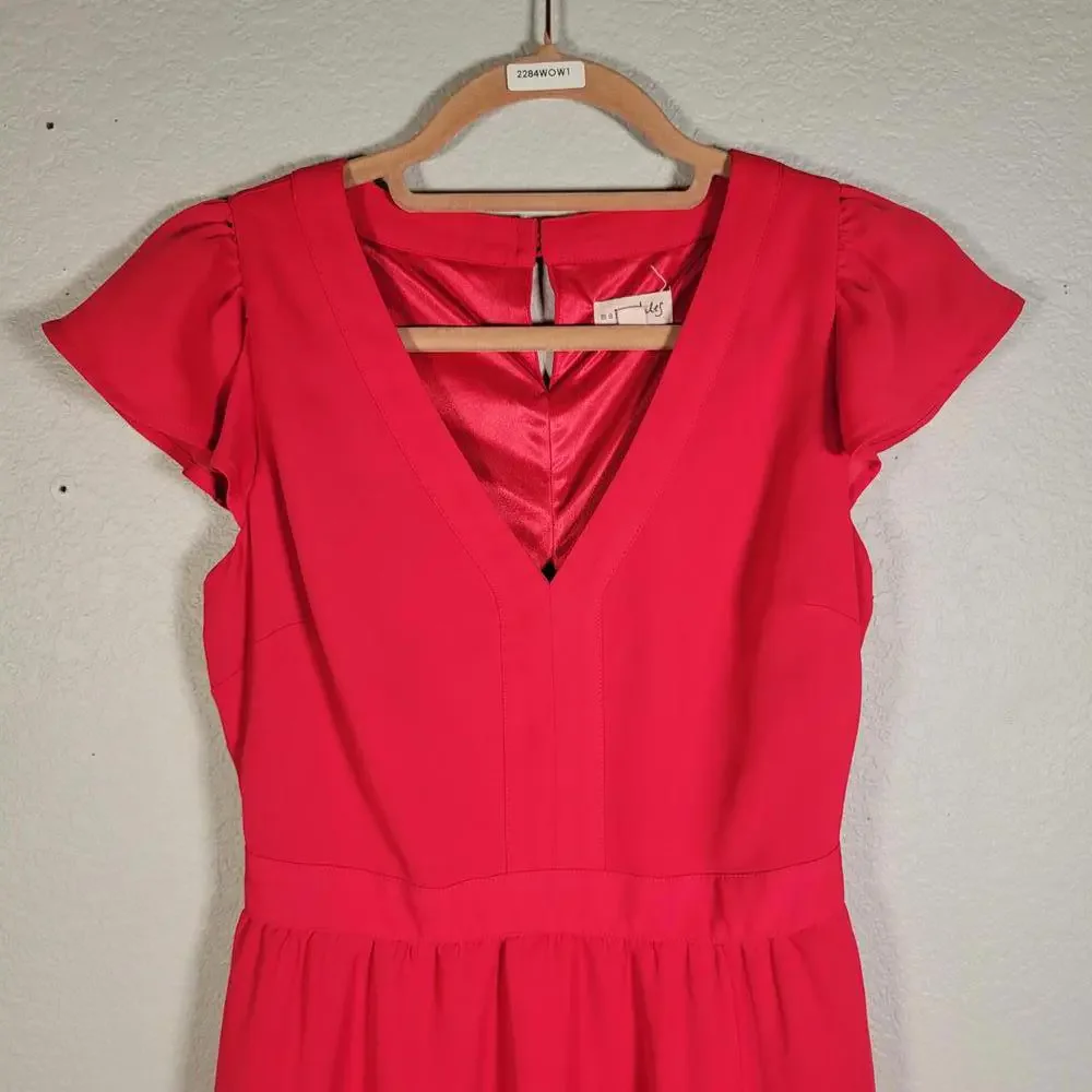 Maison Jules Red V Neck Lined Dress Women Size XS - Picture 6 of 9